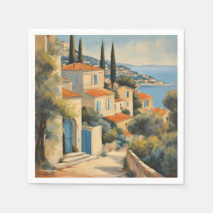 Guardanapo De Papel Estilo Vintage Cote D'Azur French Viagem Watercolo