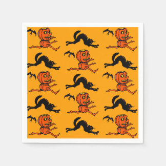 Guardanapo De Papel Estilo Vintage Halloween Pumpkin Cocktail Napkins