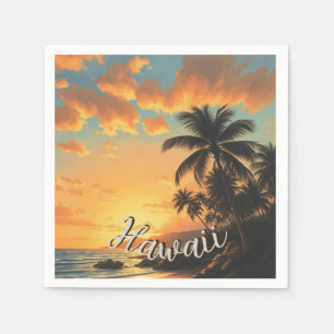 Guardanapo De Papel Estilo Vintage na costa Viagem Havaiana Sunset