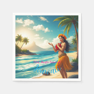 Guardanapo De Papel Estilo Vintage Viagem Honolulu Hula Girl Havaiana