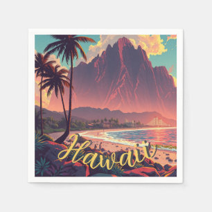 Guardanapo De Papel Estilo Vintage Viagem Honolulu Médio Havaiano - Pa