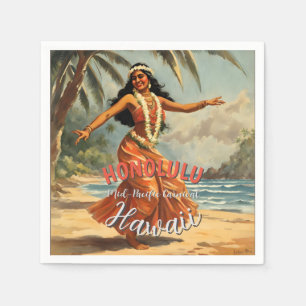 Guardanapo De Papel Estilo Vintage Viagem Honolulu Médio Havaiano - Pa