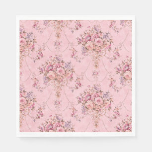 Guardanapo De Papel Estilo Vitoriano Cinzento Rosa-Rosa Vintage Francê