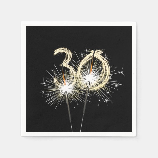 Guardanapo De Papel Estimuladores do Partido do 30 em Preto (Frente)