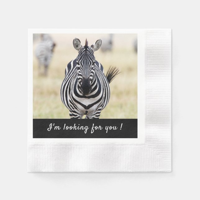 Guardanapo De Papel Estou à tua procura, Zebra, com uma mensagem. (Frente)