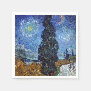 Guardanapo De Papel Estrada com Ciprestes Impressionismo de Van Gogh