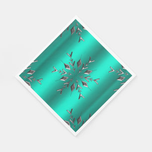 Guardanapo De Papel Estrela de Natal prateada no Teal