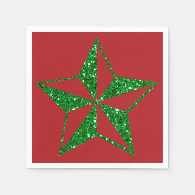 Guardanapo De Papel Estrela de Natal Verde Napkins (Frente)