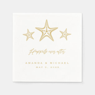 Guardanapo De Papel Estrela do mar Dourado feliz nunca após o