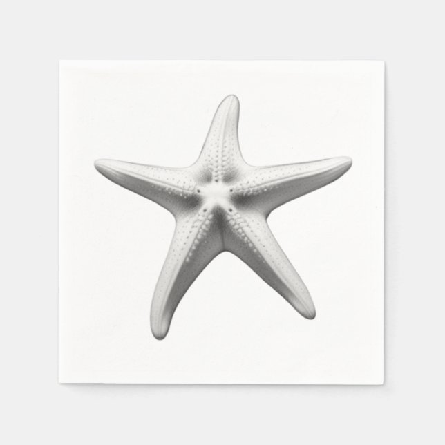 Guardanapo De Papel Estrela-do-mar preta e branca (Frente)