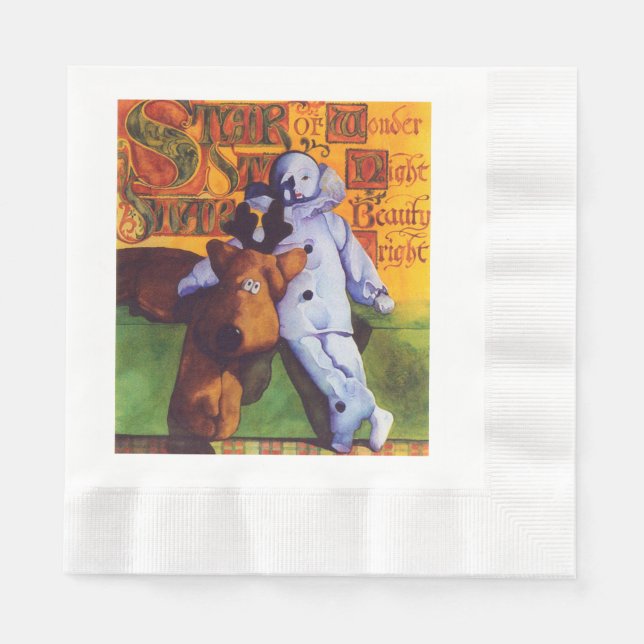 Guardanapo De Papel ESTRELA DO PEDAÇO cunhado DE MADEIRA Nápoles (Frente)