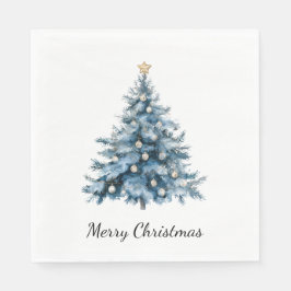 Guardanapo De Papel Estrela Dourada da Árvore de Natal Azul