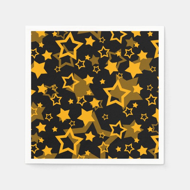 Guardanapo De Papel Estrelas Amarelas Douradas Brilham Design  (Frente)