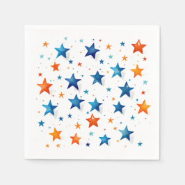Guardanapo De Papel Estrelas Azul e Laranja: Festa de aniversário Napk