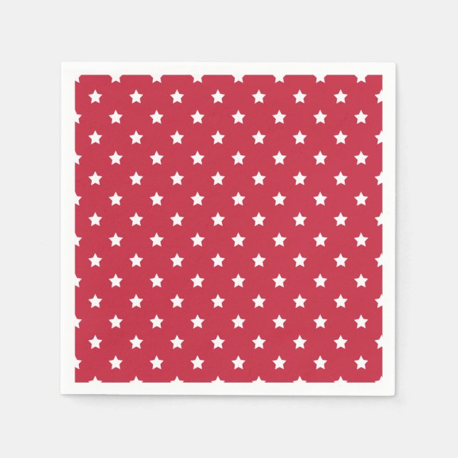 Guardanapo De Papel Estrelas Clássicas Brancas - Vermelho Cereja (Frente)