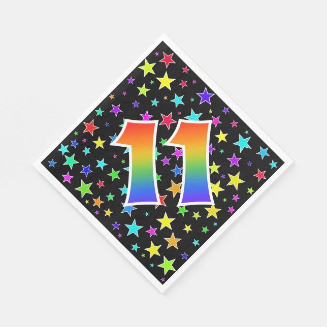 Guardanapo De Papel Estrelas coloridas + Padrão "11" do arco-íris # (Quina)