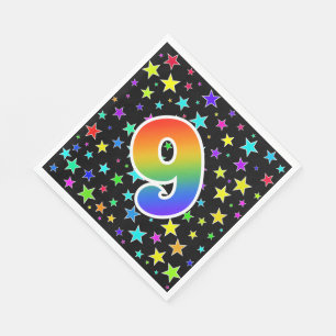 Guardanapo De Papel Estrelas coloridas + Teste padrão "9" do arco-ír