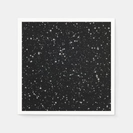 Guardanapo De Papel Estrelas de Brilho2 - Preto Prateado