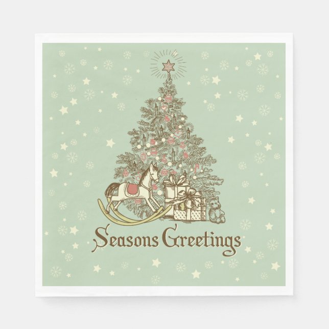 Guardanapo De Papel Estrelas de Cavalo de Floresta de Natal (Frente)