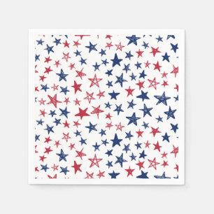 Guardanapo De Papel Estrelas de Doodô Vermelho, Branco e Azul
