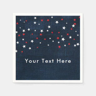 Guardanapo De Papel Estrelas de Jeans Vermelho Branco e Azul Festa Per