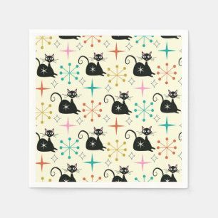 Guardanapo De Papel Estrelas de meio século com Gato Atômico Preto