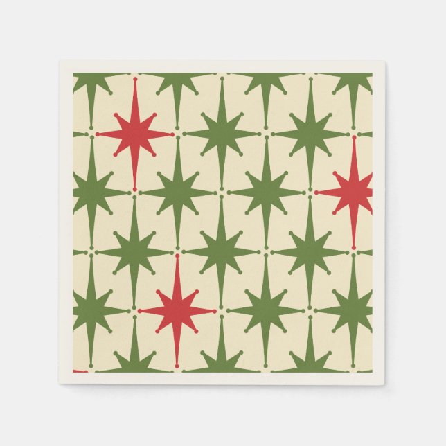 Guardanapo De Papel Estrelas de Natal Modernas do século médio (Frente)