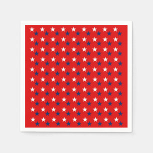 Guardanapo De Papel Estrelas de padrões patrióticos em vermelho