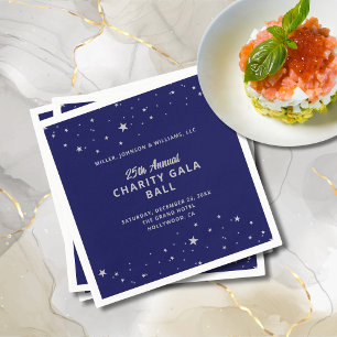 Guardanapo De Papel Estrelas de Prata Azul Elegante de Bola de Caridad