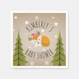 Guardanapo De Papel Estrelas de Raposa Sonolenta + Chá de fraldas Flor