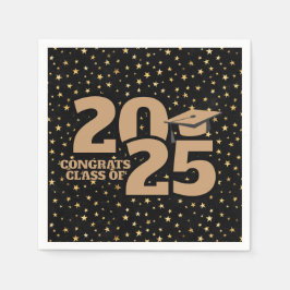 Guardanapo De Papel Estrelas Douradas e Negras 2025 Graduação