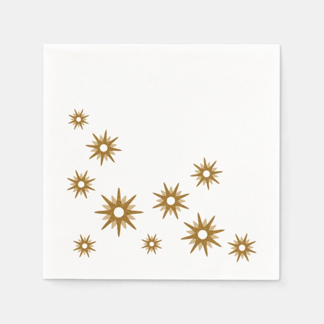 Guardanapo De Papel Estrelas Douradas Modernas Elegantes Simples (Frente)