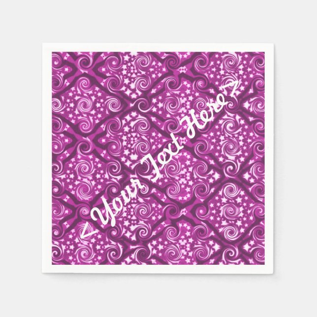 Guardanapo De Papel Estrelas e Redemoinhos Rosa Personalizados Napkins (Frente)