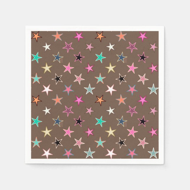 Guardanapo De Papel Estrelas Modernas, Taupe Tan e Pastas Múltiplas (Frente)