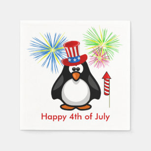 Guardanapo De Papel Estrelas patrióticas do pinguim dos