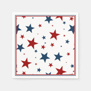 Guardanapo De Papel Estrelas patrióticas em branco e azul vermelhos