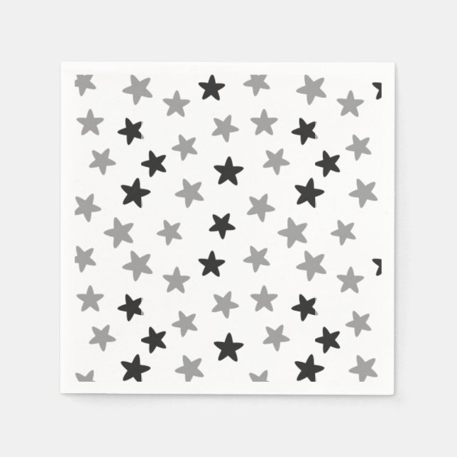 Guardanapo De Papel Estrelas Pretas e Brancas (Frente)