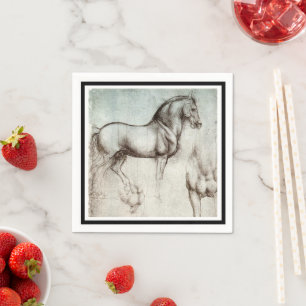 Guardanapo De Papel Estudo Da Vinci Horse Renascance Sketch Belas Arte