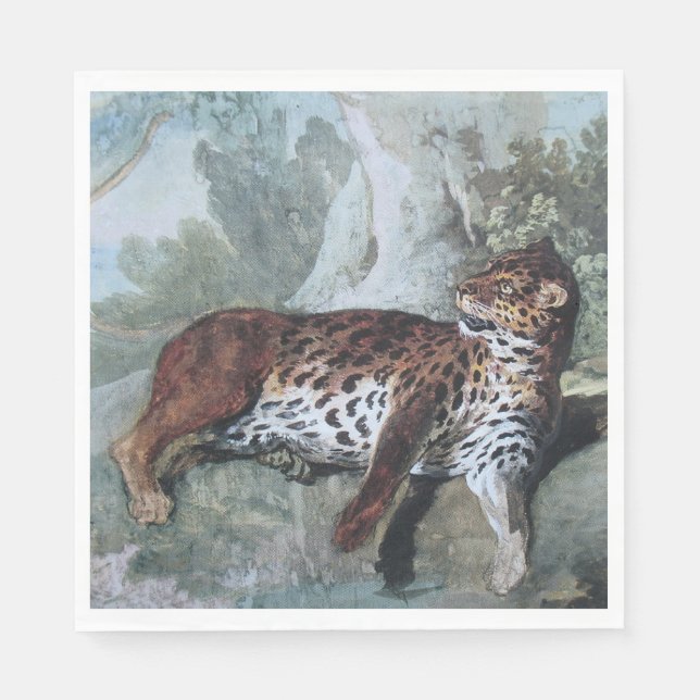 Guardanapo De Papel Estudo de um Leopardo (por Jean-Baptiste Oudry) (Frente)