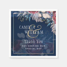 Guardanapo De Papel Eterno Azul Borgonha Floral Casamento