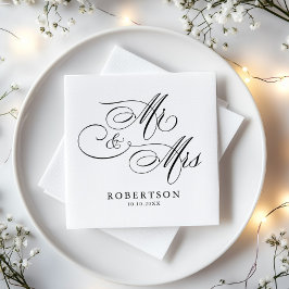 Guardanapo De Papel Eterno de caligrafia moderna, casamento preto e br