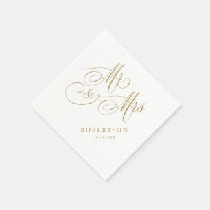 Guardanapo De Papel Eterno de caligrafia moderna e casamento branco