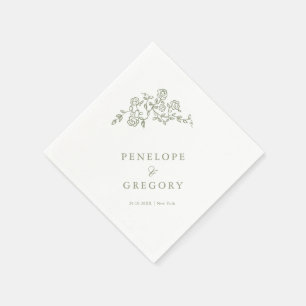 Guardanapo De Papel Eterno Floral Simples Sage Casamento Verde