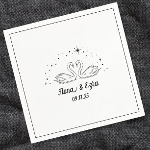 Guardanapo De Papel Eterno Romântico Swan & Stars Casamento Desenhado