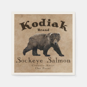 Guardanapo De Papel Etiqueta dos salmões do Kodiak do vintage