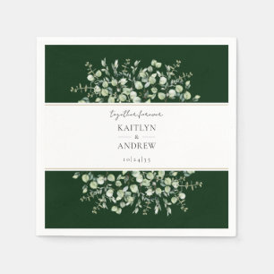 Guardanapo De Papel Etiquetas de casamento Dark Green Eucalyptus Toget