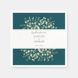 Guardanapo De Papel Etiquetas de casamento Teal Eucalyptus Together Fo