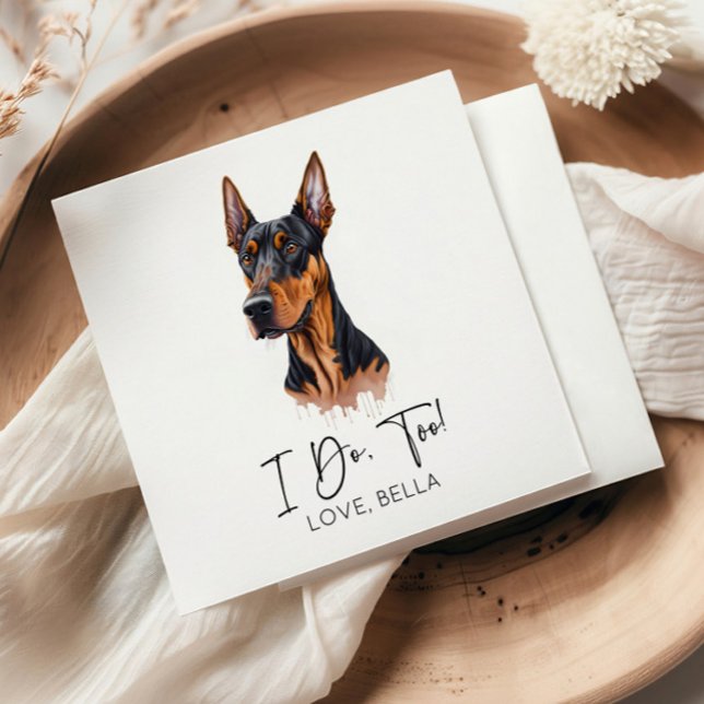 Guardanapo De Papel Eu Aceito! Casamento de Cachorro Dobermann Pet (Criador carregado)