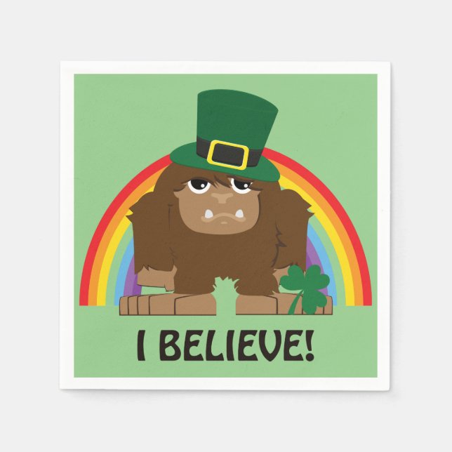 Guardanapo De Papel Eu Acredito! Leprechaun Pé Grande (Frente)