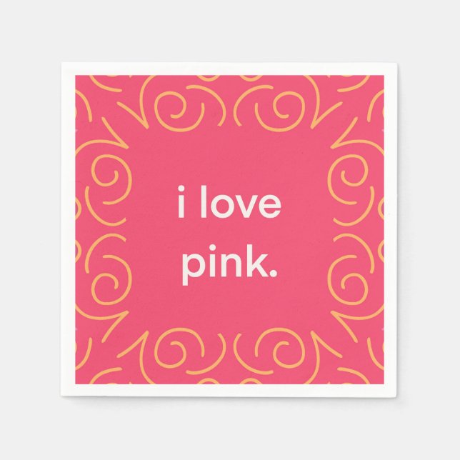 Guardanapo De Papel Eu adoro caneca de café expresso rosa (Frente)